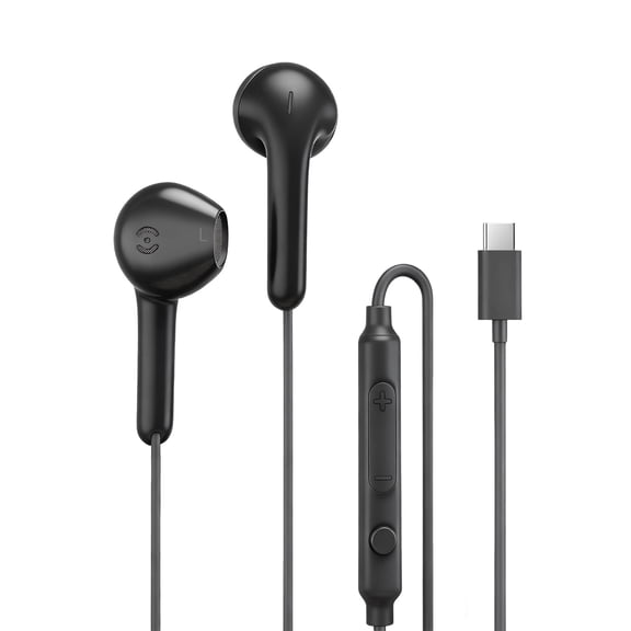 MAS CARNEY USB C Wired Earbuds for iPhone and Samsung Galaxy, Black