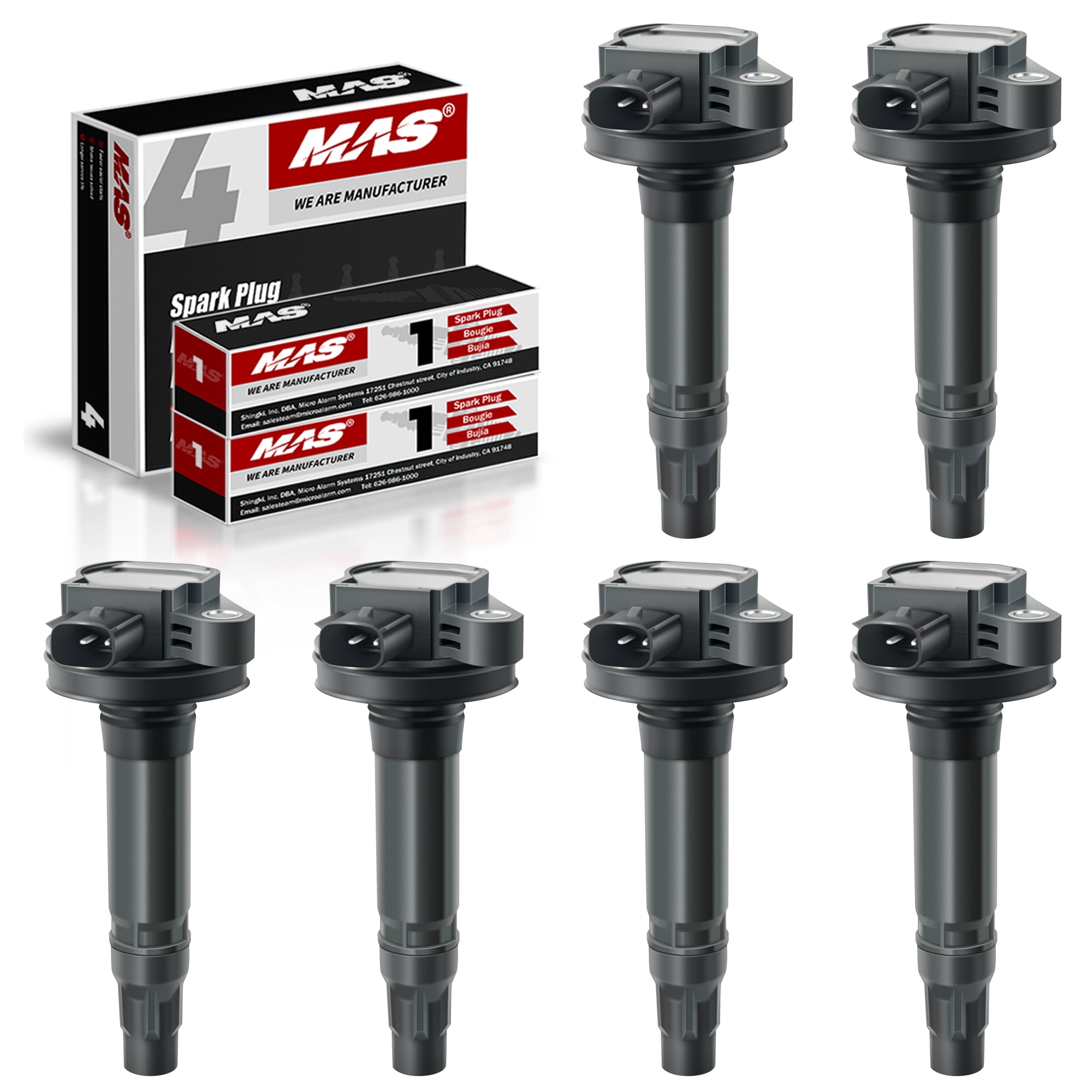 MAS Set of 6 Ignition Coil Pack & 6Pcs Iridium Spark Plug 6509