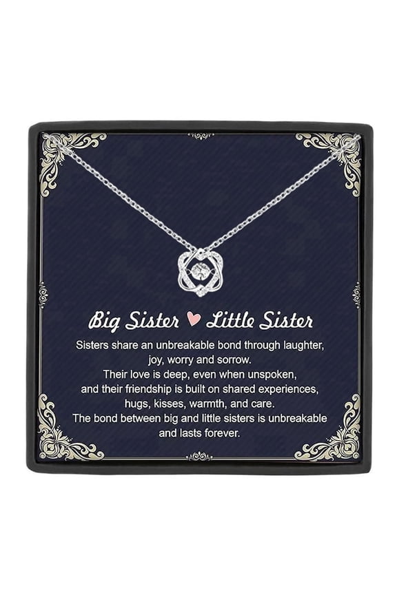 Big Sister Little Sister Necklace Gift, Interlocking Heart Jewelry for Birthday Christmas