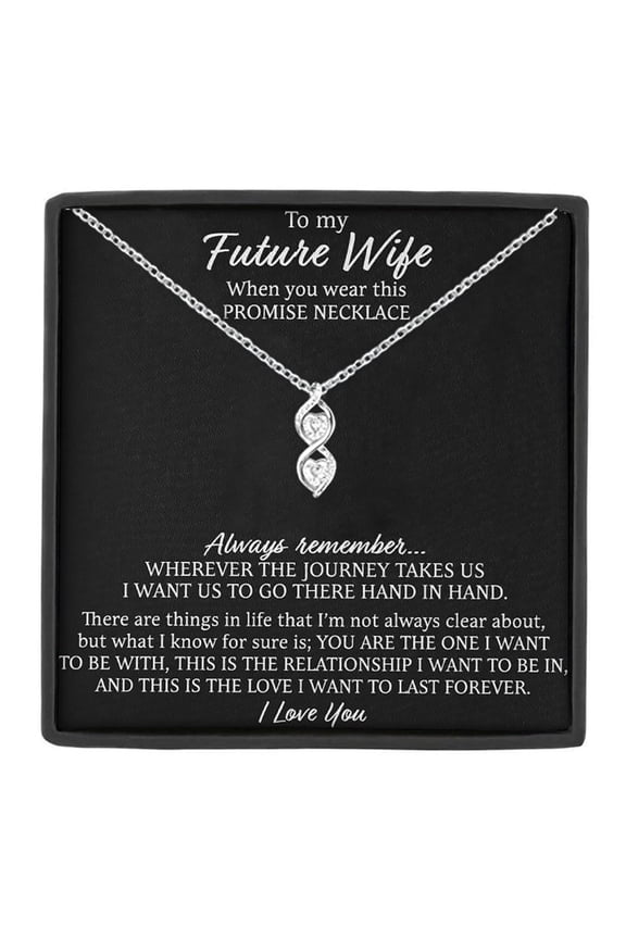 Future Wife Promise Necklace, Infinity Pendant Engagement Gift with Message Card & Box