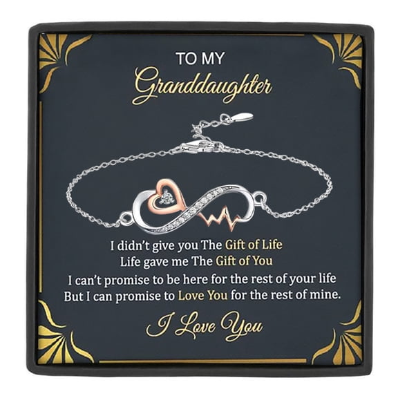 MASALADI To My Granddaughter Infinity Heart Bracelet, Sentimental Message Card Jewelry with Gift Box