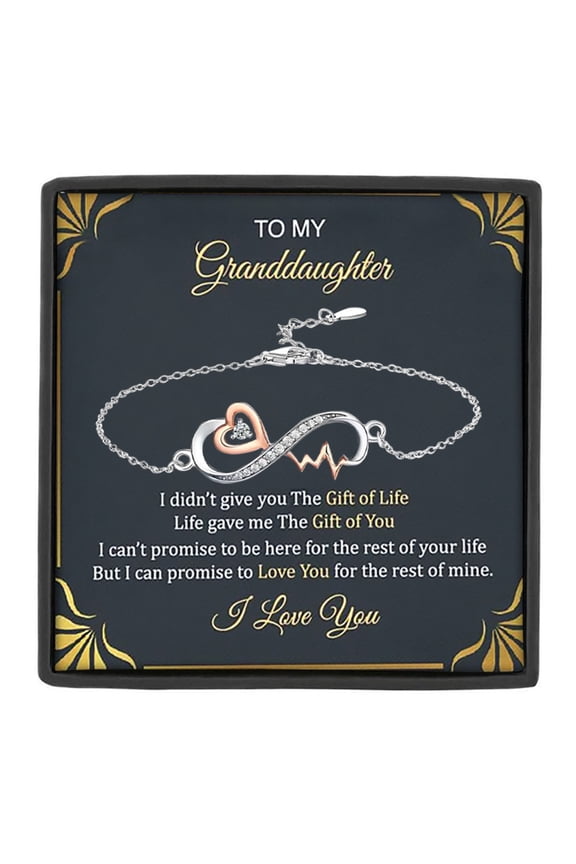To My Granddaughter Infinity Heart Bracelet, Sentimental Message Card Jewelry with Gift Box