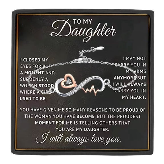 MASALADI To My Daughter Bracelet, Infinity Heartbeat Jewelry Gift for Graduation Birthday Christmas