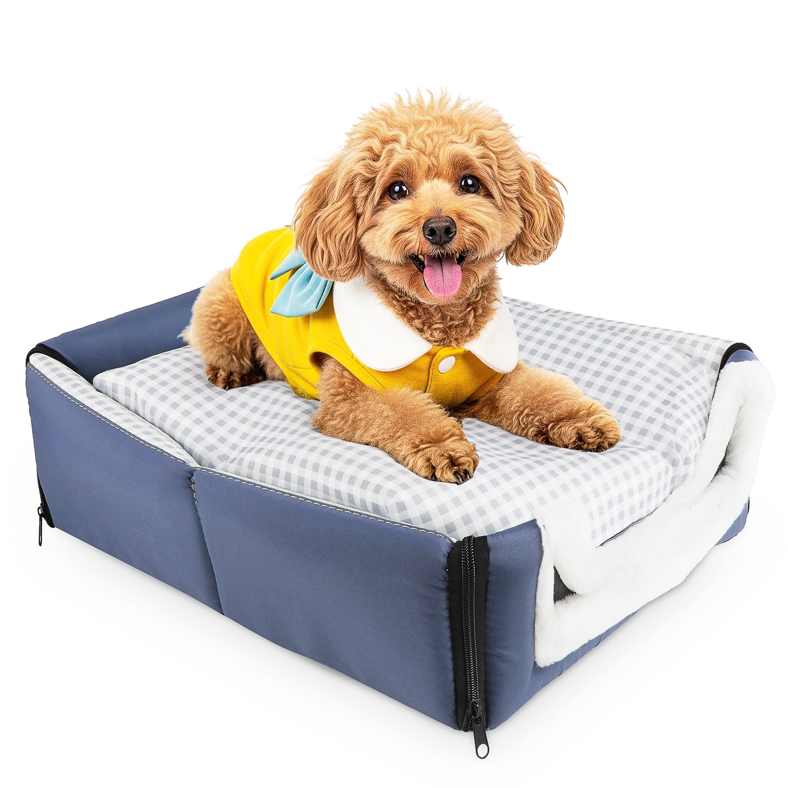 MASBRILL 2-in-1 Dog & Cat Bed with Reversible Pillow – Soft Warm Cozy Pet House for Indoor Small to Medium Dogs with Anti-Slip Bottom, Foldable & Waterproof ,17.7inch