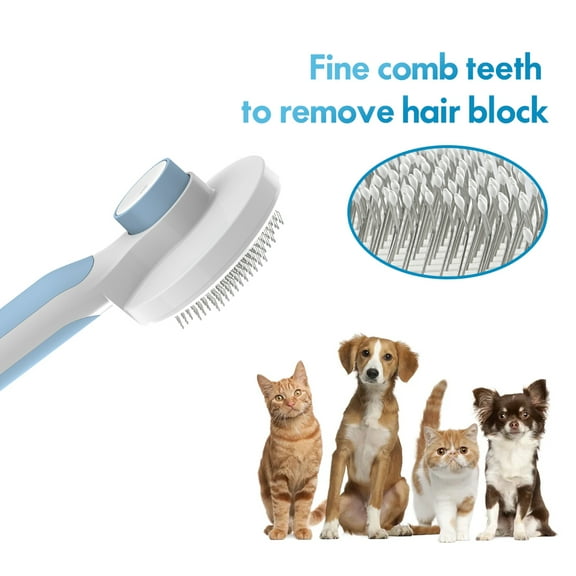 MASBRILL Cat Dog Brush for Shedding, Self Cleaning Slicker Brush, Grooming Removes Loose Undercoat and Tangled Hair Grooming Comb -Blue