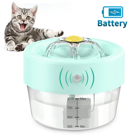 MASBRILL Cat Water Fountain, 1000mAh Battery Pet Water Fountain. Automatic Pet Drinking Fountain, Cat Fountain Blue 35 oz