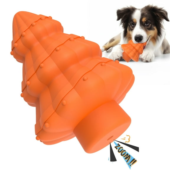 MASBRILL Christmas Tree Dog Chew Toy for Aggressive Chewers, Durable Dog Chew Toys Best Gift for Small to Large Dogs, Tough Holiday Dog Toys,Orange