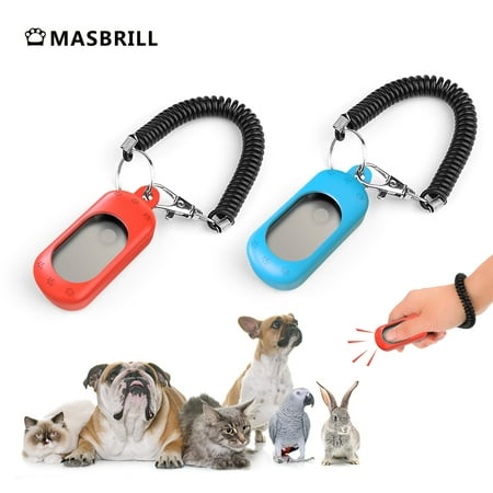 MASBRILL Dog Clicker for Training, Dog Training Clicker with Wrist Strap, Lightweight Easy to Use,Pet Training Clicker for Cats Puppy Bird Horse Behavioral Training-2 Pack