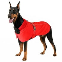 MASBRILL Dog Winter Coat , Waterproof Turtleneck Fleece Jacket with Harnsss for Small to Large Dogs, Warm Reflective Christmas Gift Dog Vest Pet Apparel, Red