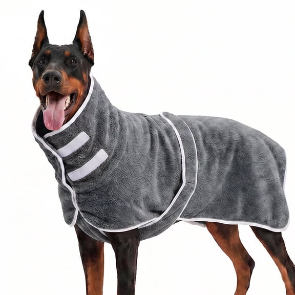 MASBRILL Dog Drying Towel for Small to Large Dogs, Absorbent Pet Bathrobe Coat with Adjustable Strap, Quick Dry Dog Towel for After Bath & Swim & Cold Weather