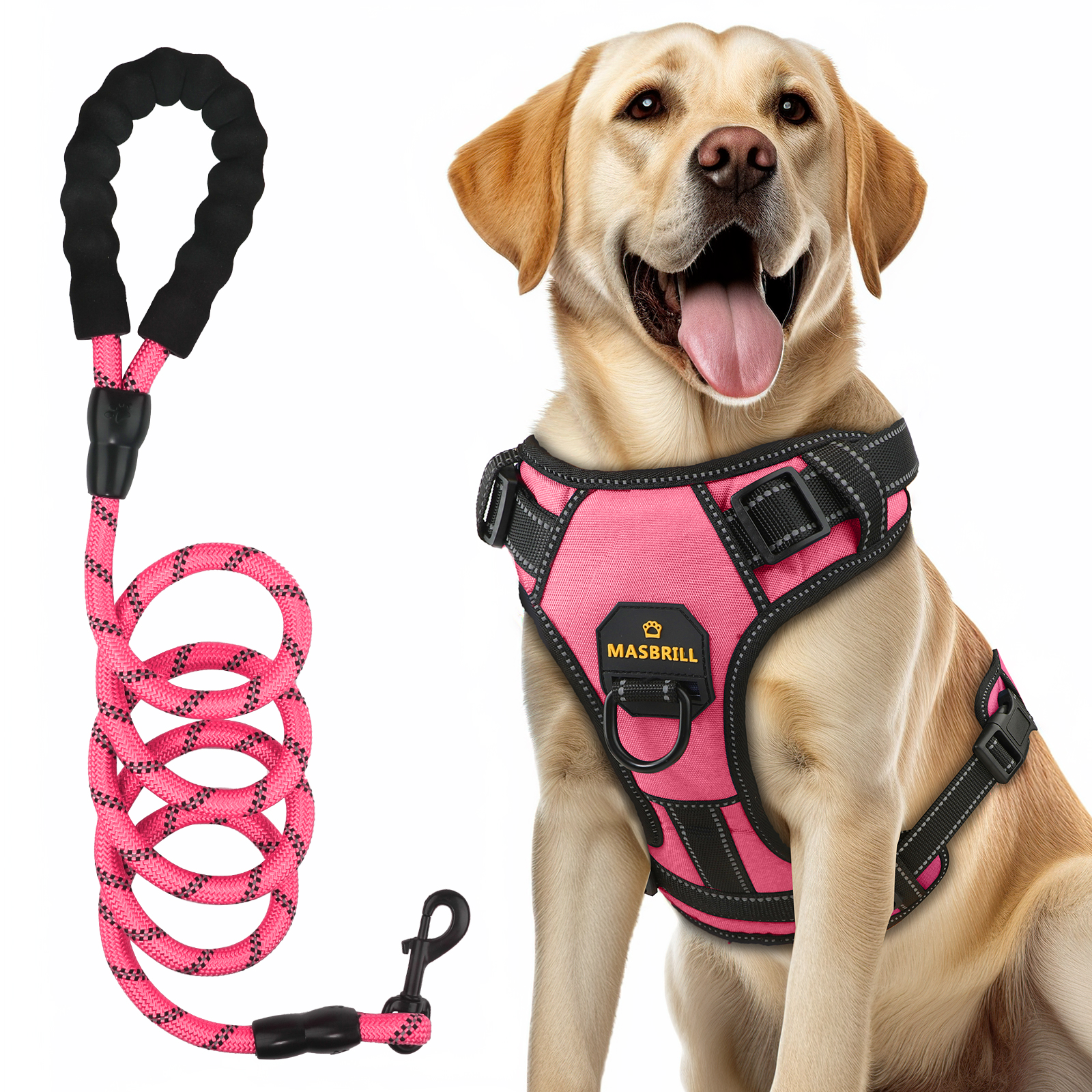 Dog Harness and Leash Set, No Pull Vest Harness, Reflective Adjustable Soft Padded Pet Harness with Handle for Small to Large Dogs at Walmart