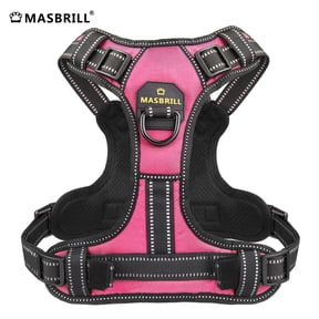 MASBRILL Dog Safety Chest Harness No Pull Reflective with Control Handle Breathable Padded Adjustable Pink XL