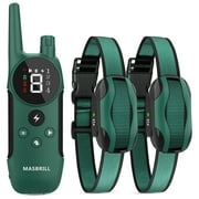 MASBRILL Dog Shock Collar 2 Remotes, Waterproof Rechargeable Electric Dog Training Collar with Remote, 2000Ft 3 Modes Beep Vibration Safe Shock,Green