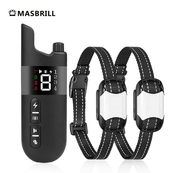 MASBRILL Dog Training Shock Collar for 2 Dogs, Waterproof Rechargeable Dog Shock Collar with Remote, 2000Ft 3 Modes Beep Vibrating Shock for Small Medium Large Dogs