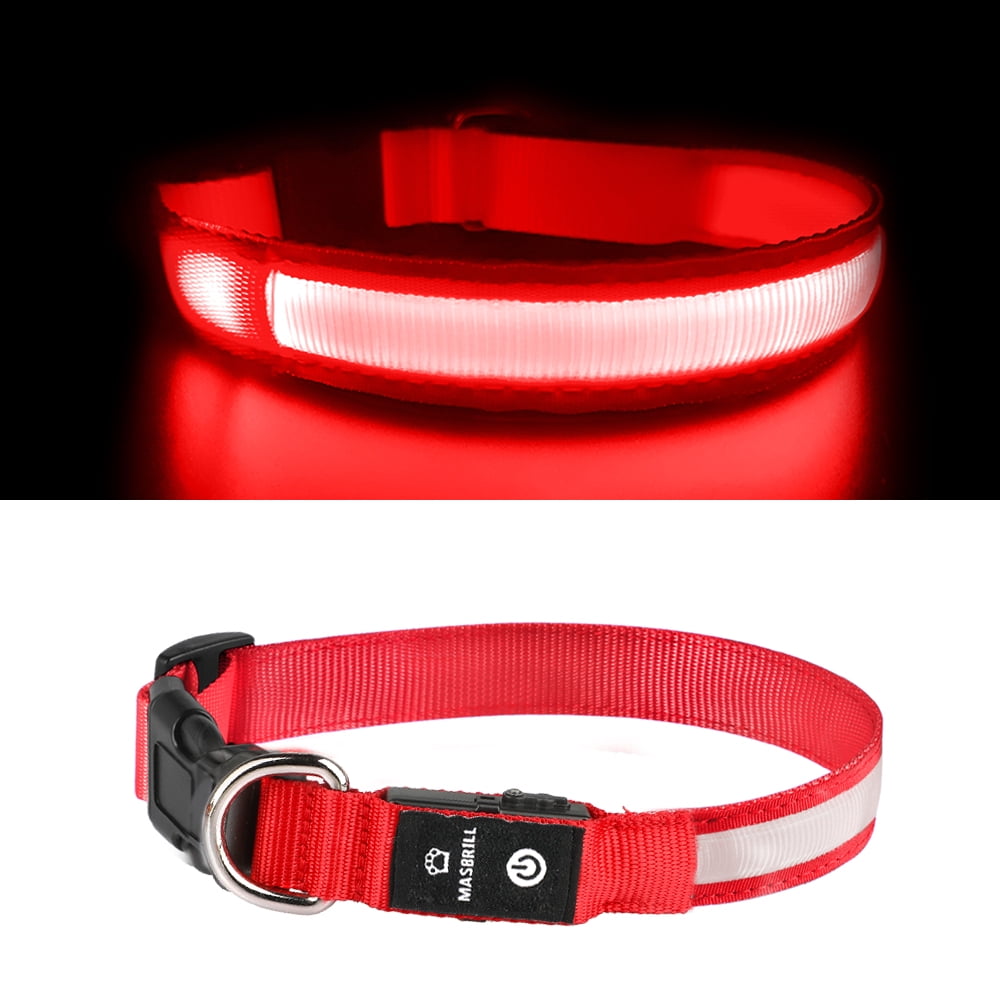 MASBRILL Flashing Light LED Dog Collars Waterproof with Rechargeable