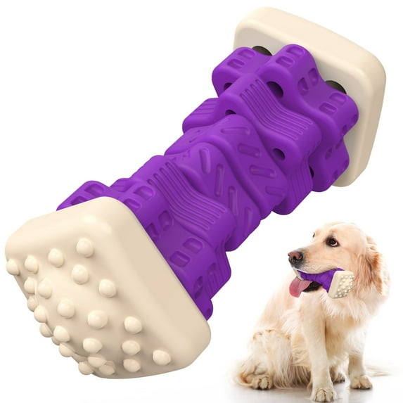 MASBRILL Interactive Dog Chew Toy-Brightly Colored Dog Enrichment Toy for Aggressive Chewers-Purple