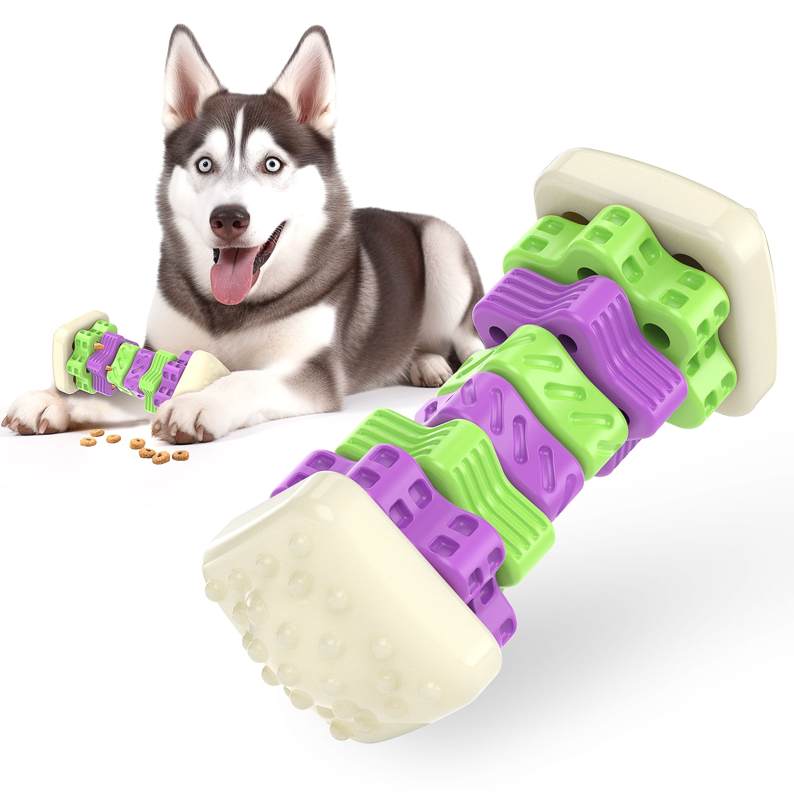 MASBRILL Interactive Dog Chew Toy–Brightly Colored Dog Enrichment Toy for  Aggressive Chewers-Purple 