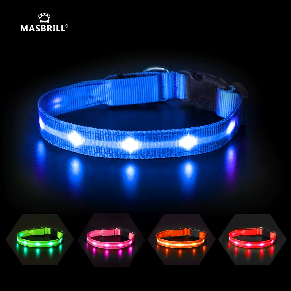 MASBRILL LED Dog Collar, Glowing Night Walking Light Dog Collar