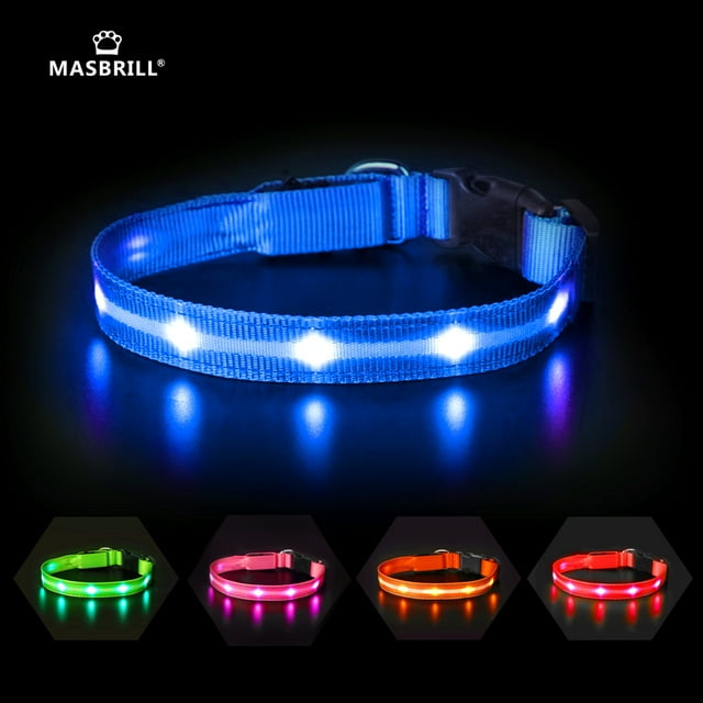 MASBRILL LED Dog Collar, Glowing Night Walking Light Dog Collar