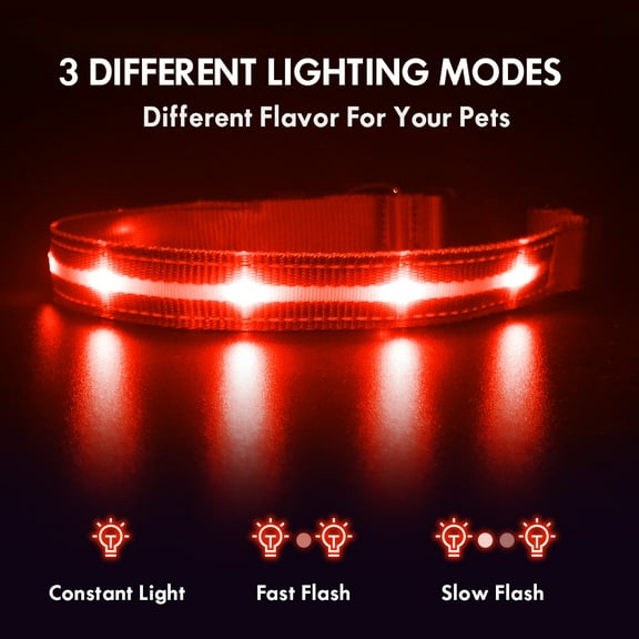 MASBRILL LED Glow Dog Collar USB Rechargeable Light Flashing Dog Collar