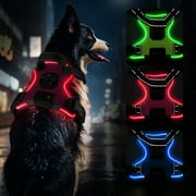 MASBRILL Light Up Dog Harness - No Pull Led Dog Harness Rechargeable Lighted Dog Harness for Night Walking Adjustable Glow Vest for Small Medium Large Dogs