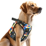 MASBRILL No Pull Dog Harness, Reflective Dog Vest with Handle No Choke Soft Padded Dog Harness for Small Dog-Geometry-S