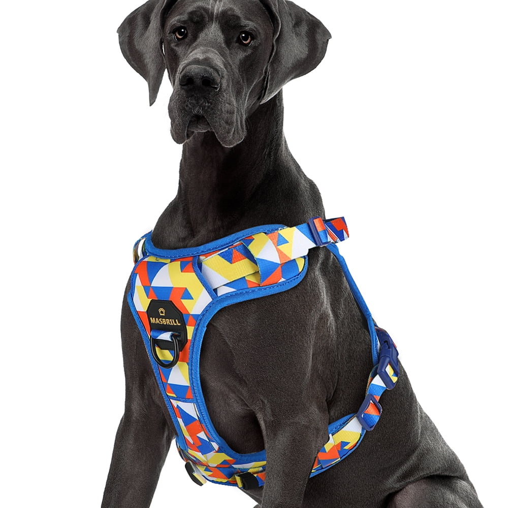 MASBRILL No Pull Dog Harness, Reflective Dog Vest with Handle No Choke Soft Padded Dog Harness for Small Medium Large Dog