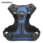 MASBRILL Reflective Dog Harness No Pull Dog Vest Harness With Handle, Breathable Padded Dog Chest Harness Adjustable for Large Dog-Blue L