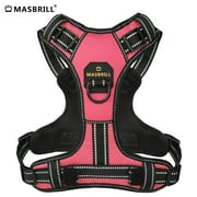 MASBRILL Reflective Dog Harness No Pull Dog Vest Harness With Handle, Breathable Padded Dog Chest Harness Adjustable for Medium Dog-Pink M