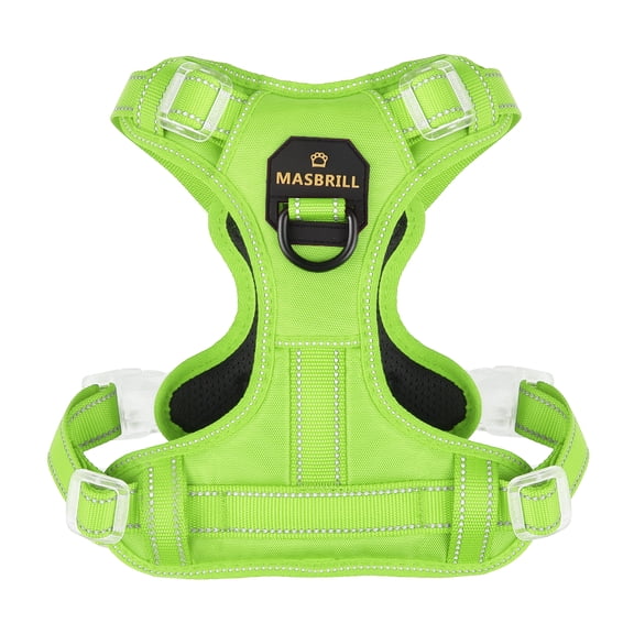 MASBRILL Reflective Dog Harness No Pull Dog Vest Harness With Handle,No Choke Adjustable Soft Padded Pet Vest for Large Dogs,Green Dog Galters