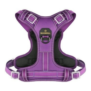 MASBRILL Reflective Dog Harness No Pull Dog Vest Harness With Handle,No Choke Adjustable Soft Padded Pet Vest for Small Dogs,Purple Dog Galters