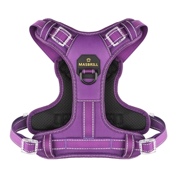 MASBRILL Reflective Dog Harness No Pull Dog Vest Harness With Handle,No Choke Adjustable Soft Padded Pet Vest for Small Dogs,Purple Dog Galters