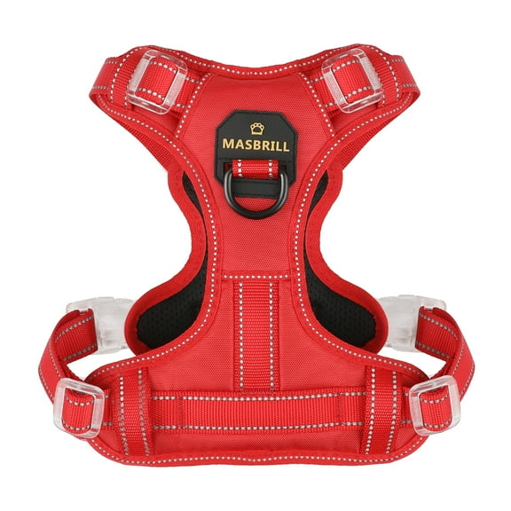 MASBRILL Reflective Dog Harness No Pull Dog Vest Harness With Handle,No Choke Adjustable Soft Padded Pet Vest for Small Dogs,Red Dog Galters