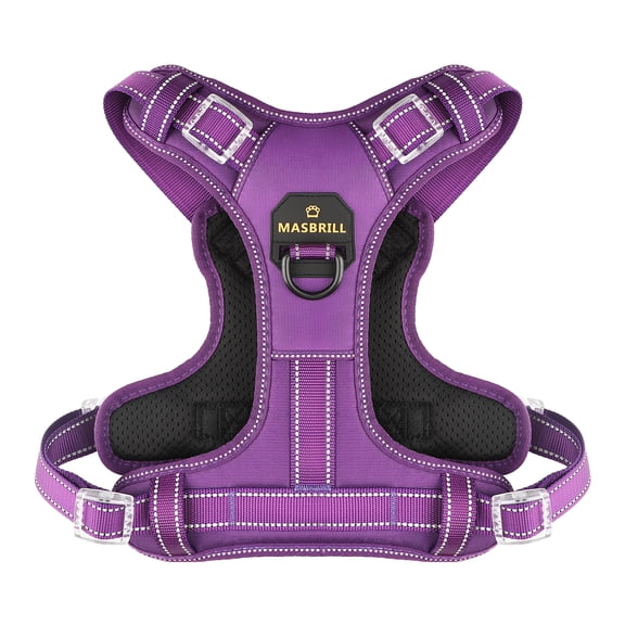 MASBRILL Reflective Dog Harness No Pull Dog Vest Harness With Handle,No Choke Adjustable Soft Padded Pet Vest for X-Large Dogs,Purple Dog Galters