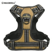 MASBRILL Reflective Dog Harness No Pull Dog Vest Harness with Handle, Breathable Padded Dog Chest Harness Adjustable for Large Dog-Brown XL