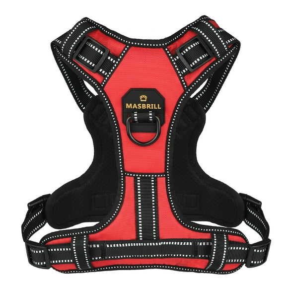 MASBRILL Reflective Dog Harness No Pull with Handle, Breathable Padded Adjustable Dog Harness