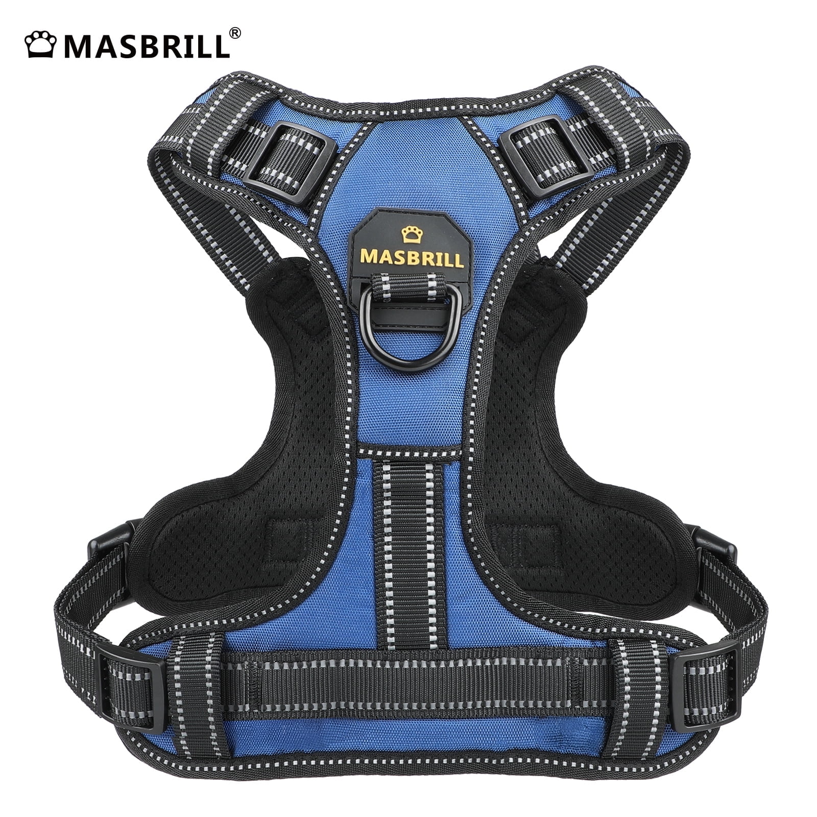 MASBRILL Reflective No-Pull Dog Harness with Handle, Breathable & Adjustable for Small Dog Blue XS