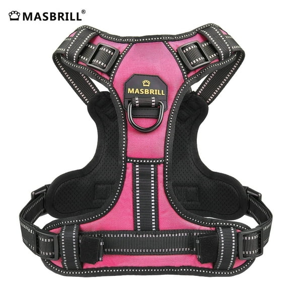 MASBRILL Reflective No-Pull Dog Harness with Handle, Breathable & Adjustable for Small Dog Pink XS