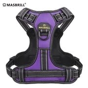 MASBRILL Reflective No-Pull Dog Harness with Handle, Breathable & Adjustable for Small Dog Purple XS