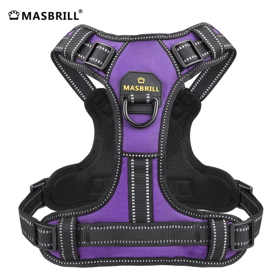 MASBRILL Reflective No-Pull Dog Harness with Handle, Breathable & Adjustable for Small Dog Purple XS
