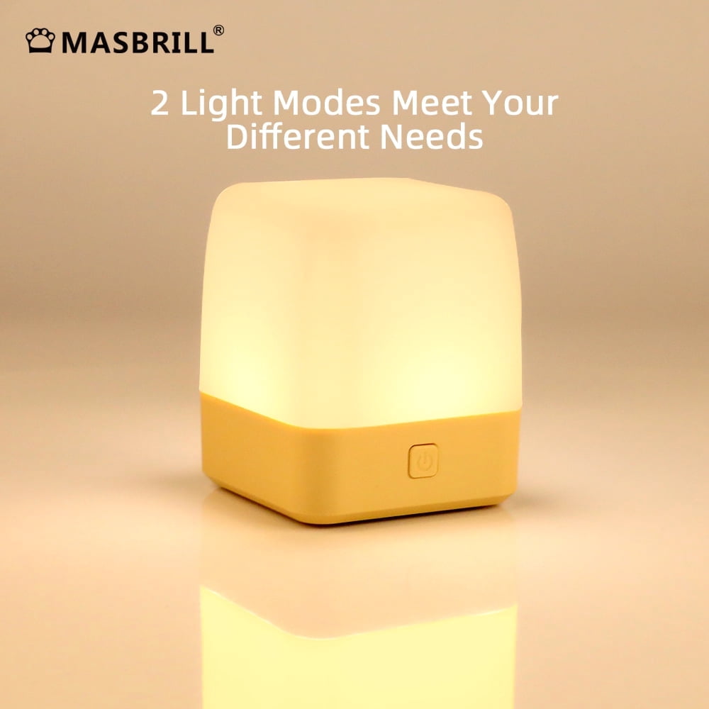 MASBRILL Touch Sensor Small Lamp, Dimmable Rechargeable Lamp Warm Light and White Light 2 in 1, Bedside Mini Table Light