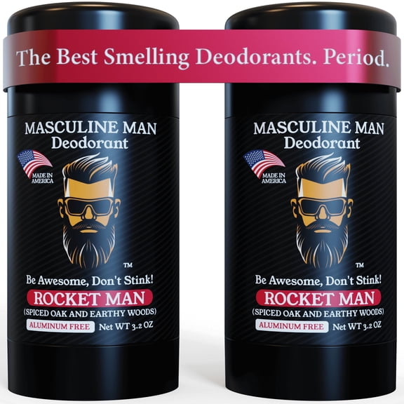 MASCULINE MAN Aluminum-Free Deodorant for Men Rocket Man 3.2 oz, 2 Pack