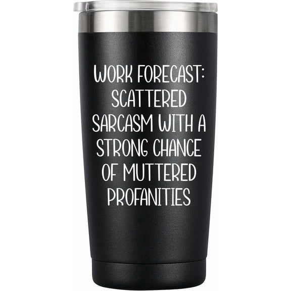 MASGALACC 20oz Funny Work Tumbler | Sarcastic Coworker Gift | Double Wall Vacuum Insulated Stainless Steel Tumbler with Straw and Lid | Work Forecast Scattered Sarcasm Tumbler for Office, Car, Travel