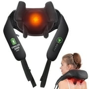 MASGRE neck massager, deep tissue massage for pain relief, 6D wireless neck and shoulder massager, with heating function, suitable for neck, shoulder leg, suitable for home, office use.