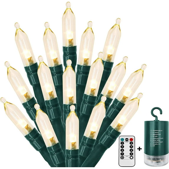 MASHANG Christmas Lights,39FT 100 LED Waterproof Battery Operated String Mini Lights with 8 Modes Timer and Remote for Indoor Outdoor Christmas Tree Home Wedding Wreath Holiday Party Decor,Warm White