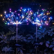 MASHANG Solar Garden Firework Lights, 2 Pack 105 LED 2 Lighting Modes Multicolor Outdoor Waterproof Firework Solar Garden Decorative Lights for Walkway Pathway Backyard Patio Yard Christmas Decoration