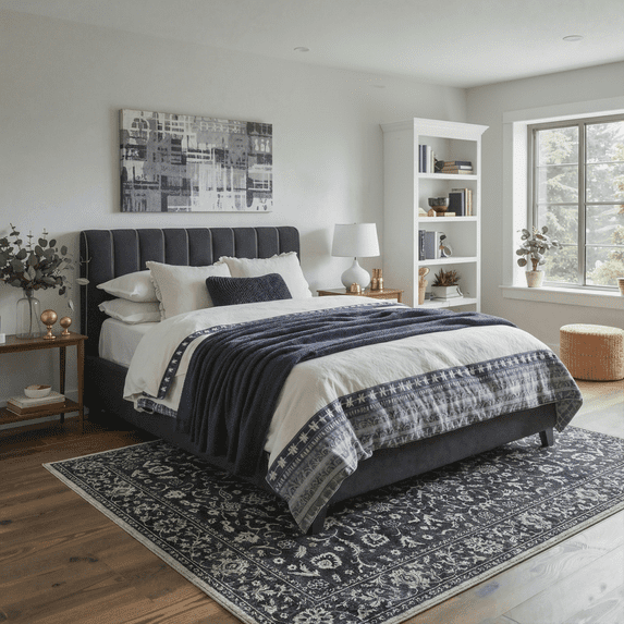 MASIIS 5X7 Vintage Area Rugs Machine Washable Rugs for Living Room, Non Slip Flat Pile Rug with Rubber Backing, Boho Rug for Entryway Bedroom Dining Room Home Office