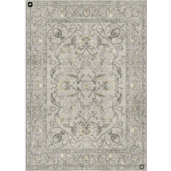 MASIIS 5X7 Vintage Floral Area Rugs Machine Washable Rugs for Living Room, Non Slip Flat Pile Rug with Rubber Backing, Boho Rug for Entryway Bedroom Dining Room Home Office