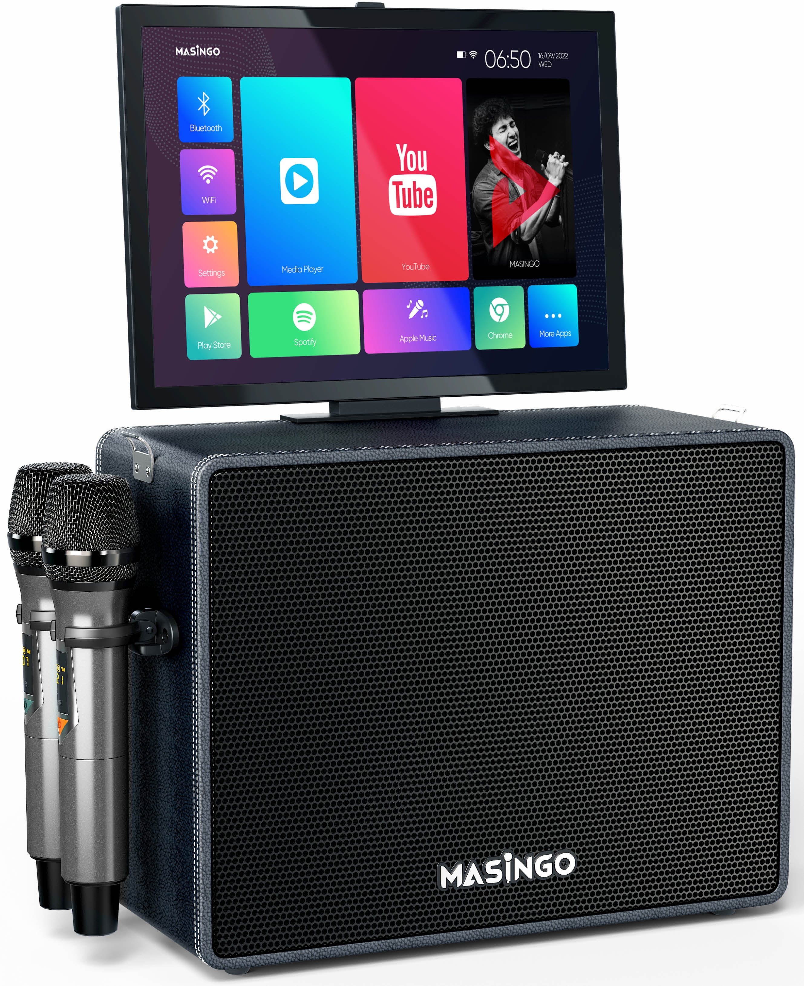 MASINGO 2023 Professional Karaoke Machine with Lyrics Display Screen