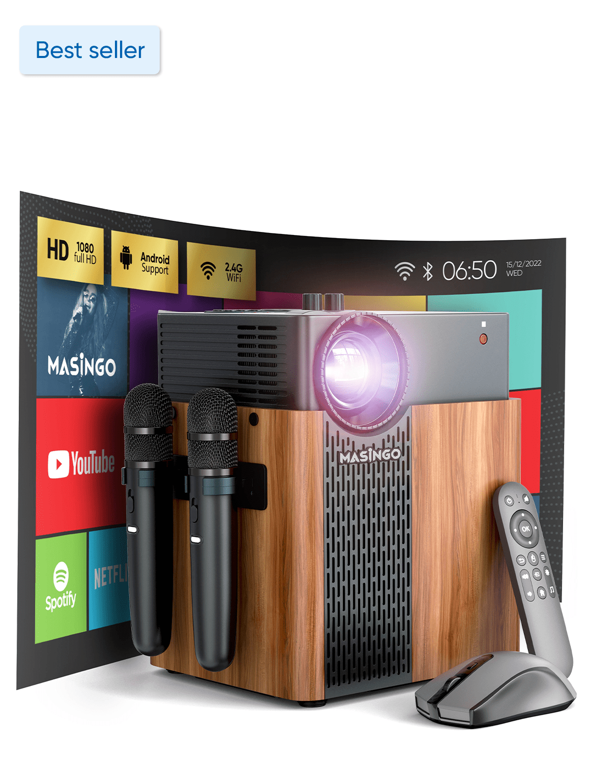 MASINGO 4-in-1 Portable Karaoke Machine with Smart 1080p MASINGO 4-in-1 Portable Karaoke Machine with Smart 1080p